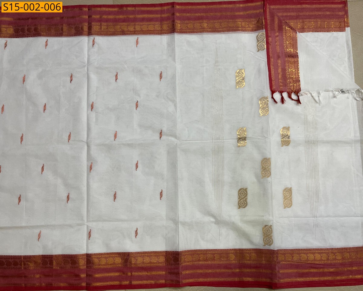 White Chettinad cotton sarees