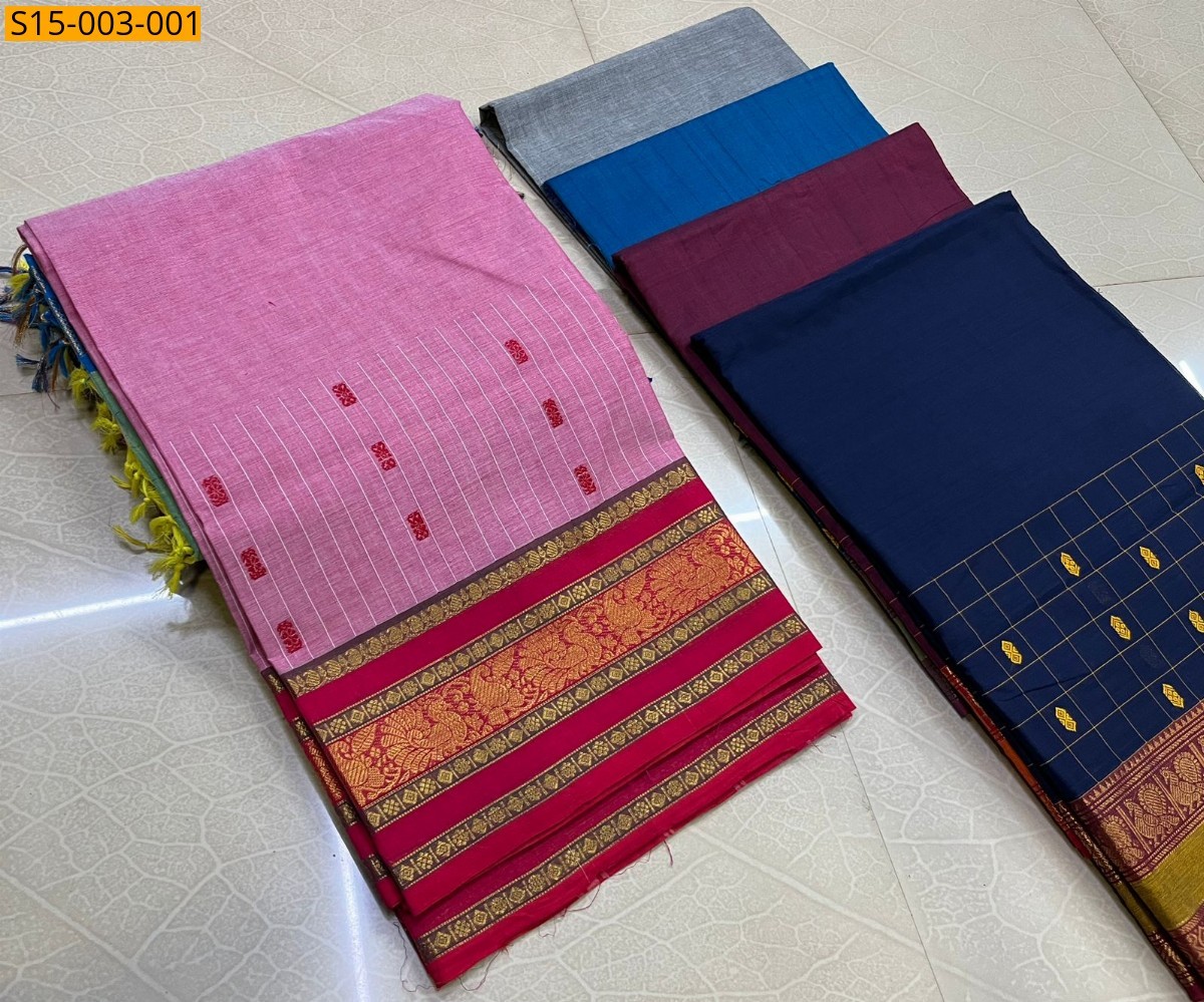 Pink Chettinad cotton sarees 