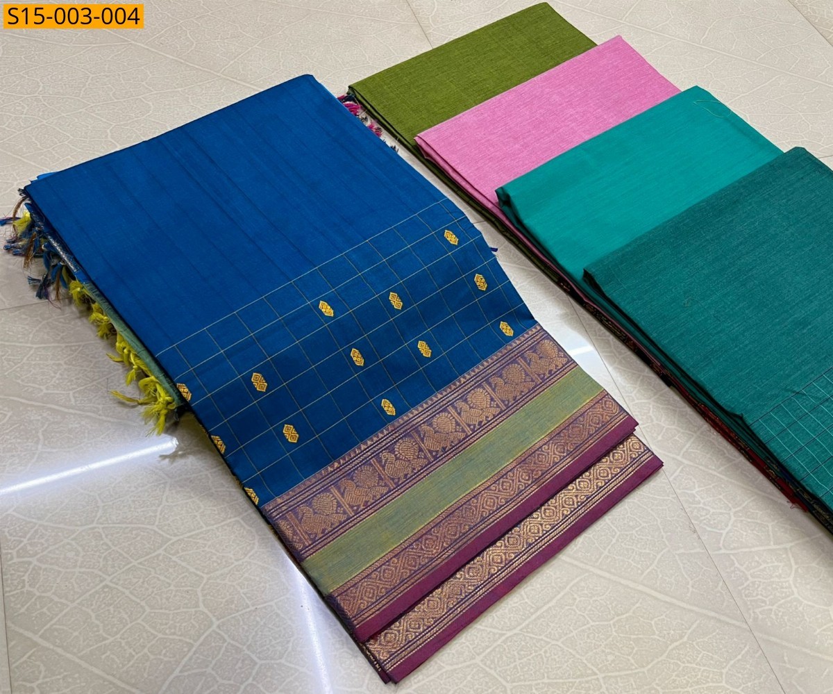 Blue Chettinad cotton sarees 