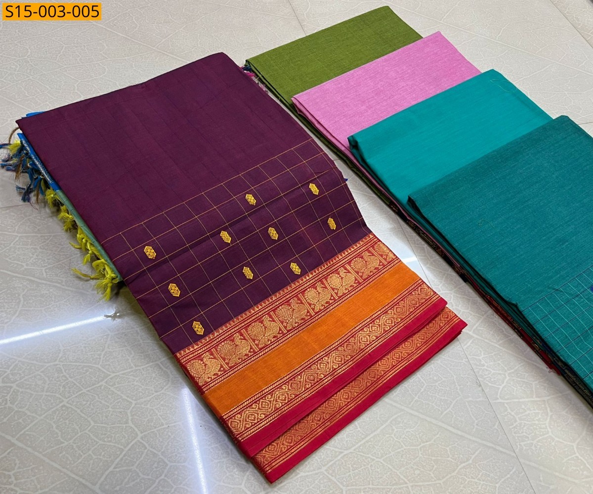 Maroon Chettinad cotton sarees 
