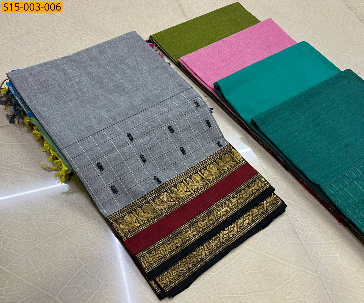 Gray Chettinad cotton sarees 