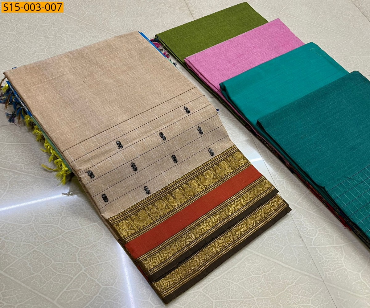 Sandal Chettinad cotton sarees 
