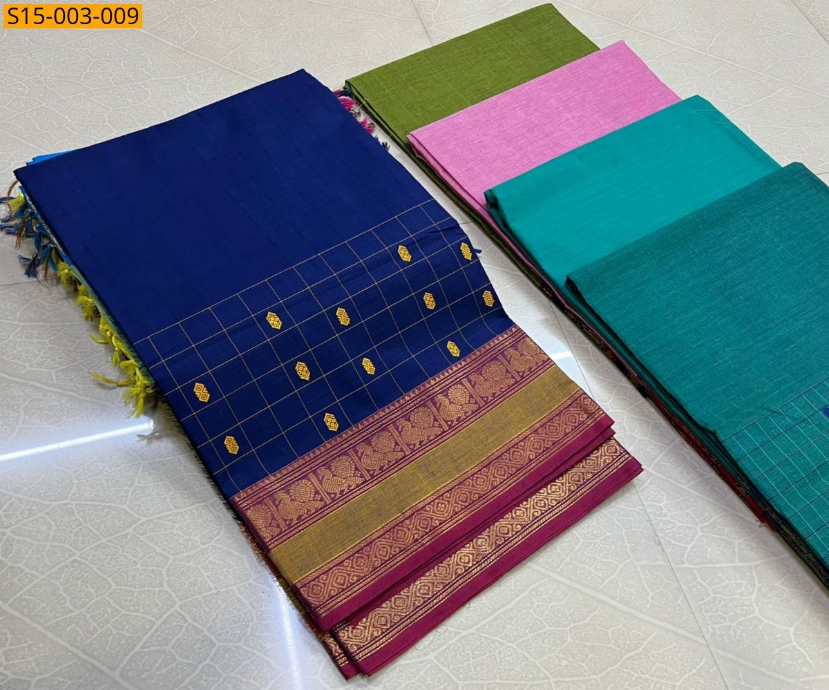 Blue Chettinad cotton sarees 