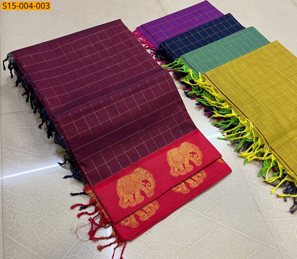 Maroon Chettinad cotton sarees 