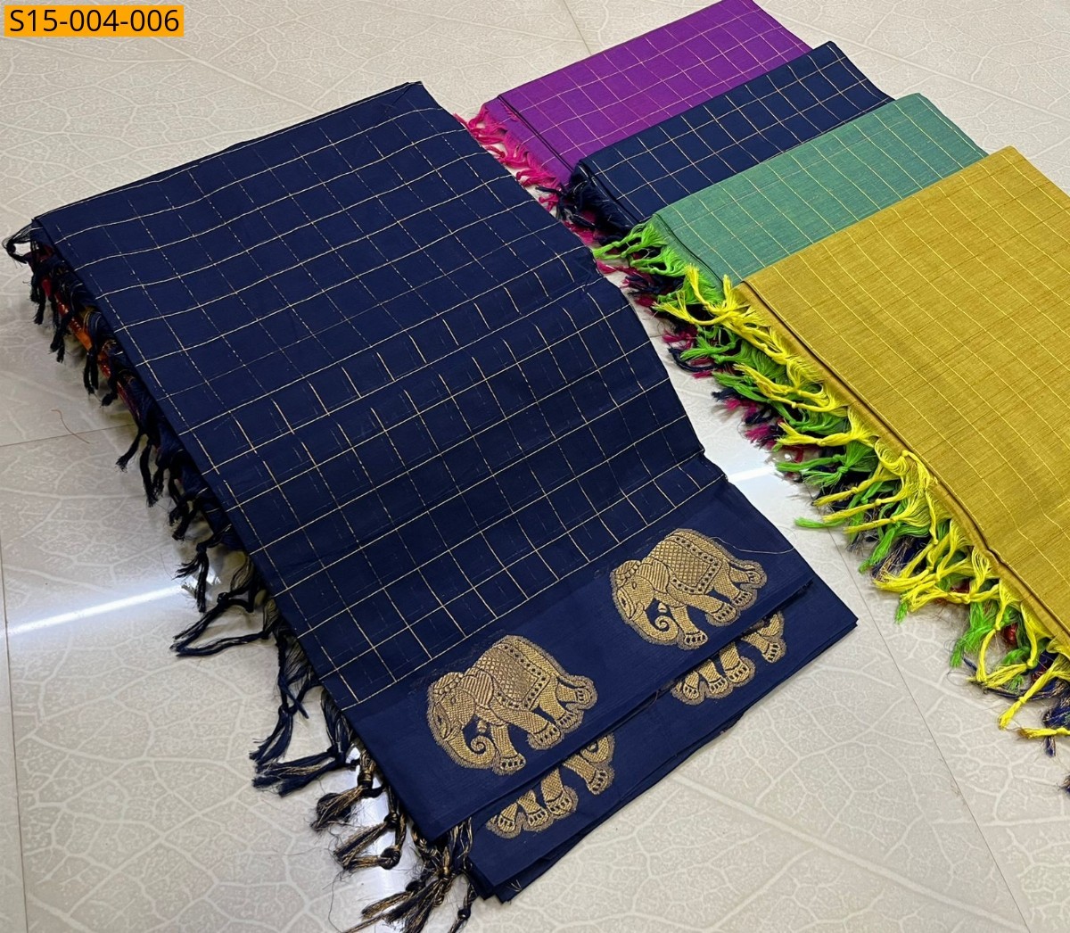 Navy Blue Chettinad cotton sarees 