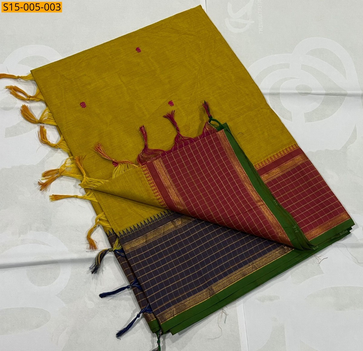 Mustard Kanchi cotton sarees