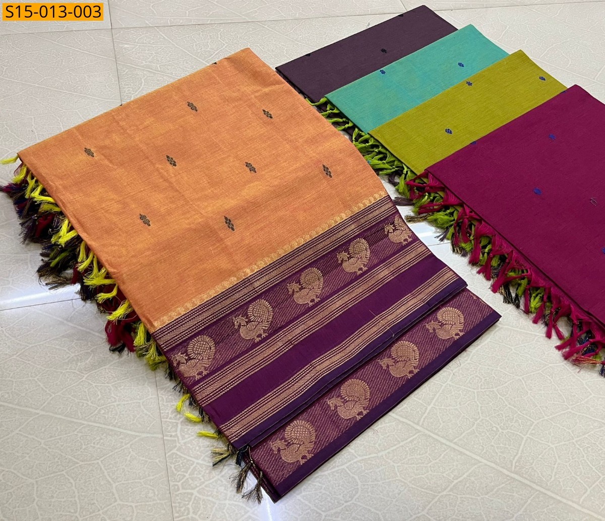 Orange Kanchi cotton sarees