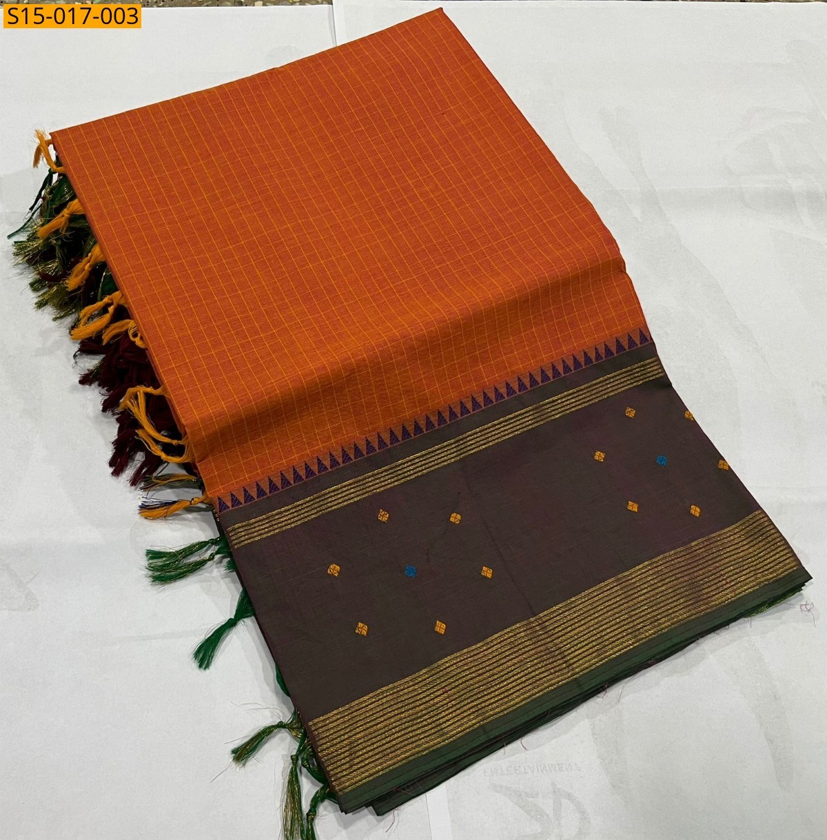 Orange Kanchi cotton sarees