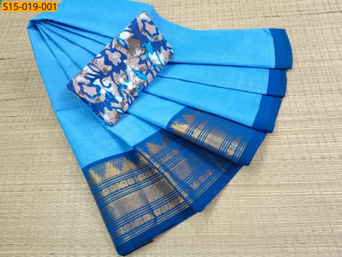 Blue Chettinad cotton sarees