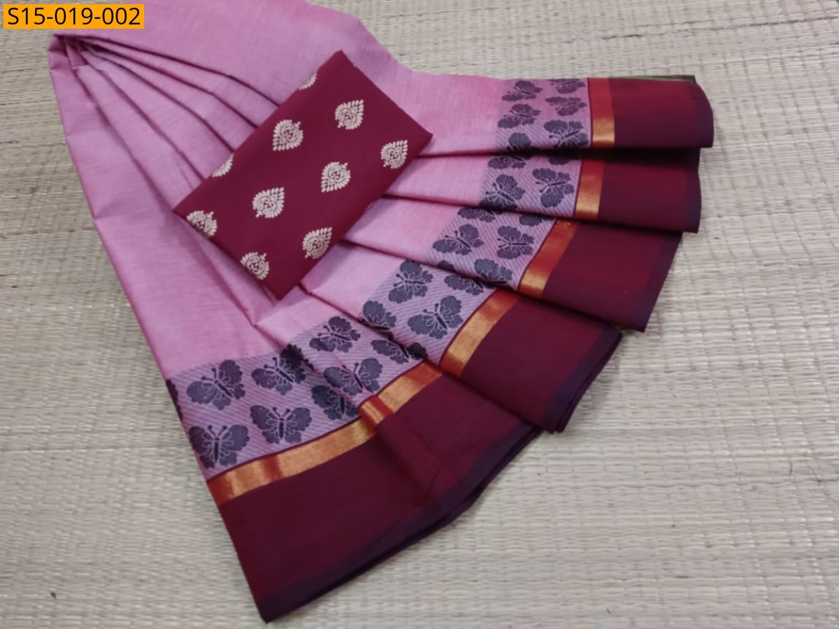 Pink Chettinad cotton sarees