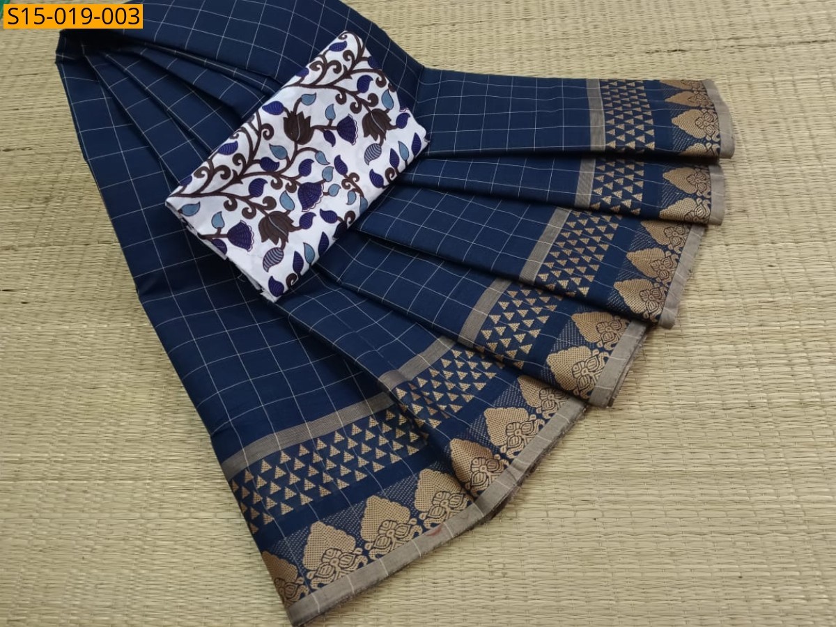 Navy Blue Chettinad cotton sarees