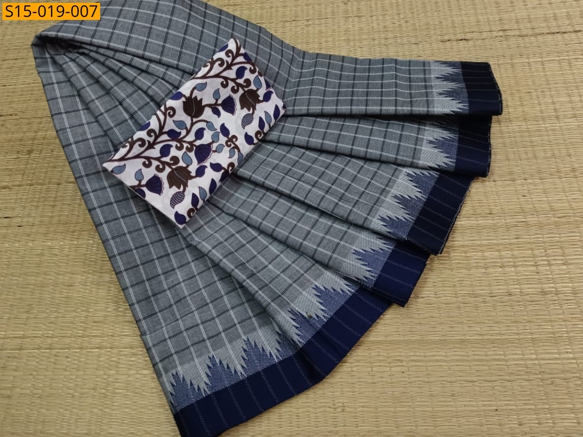 Gray Chettinad cotton sarees
