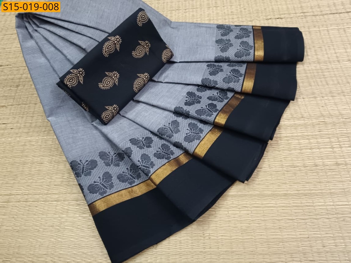 Gray Chettinad cotton sarees