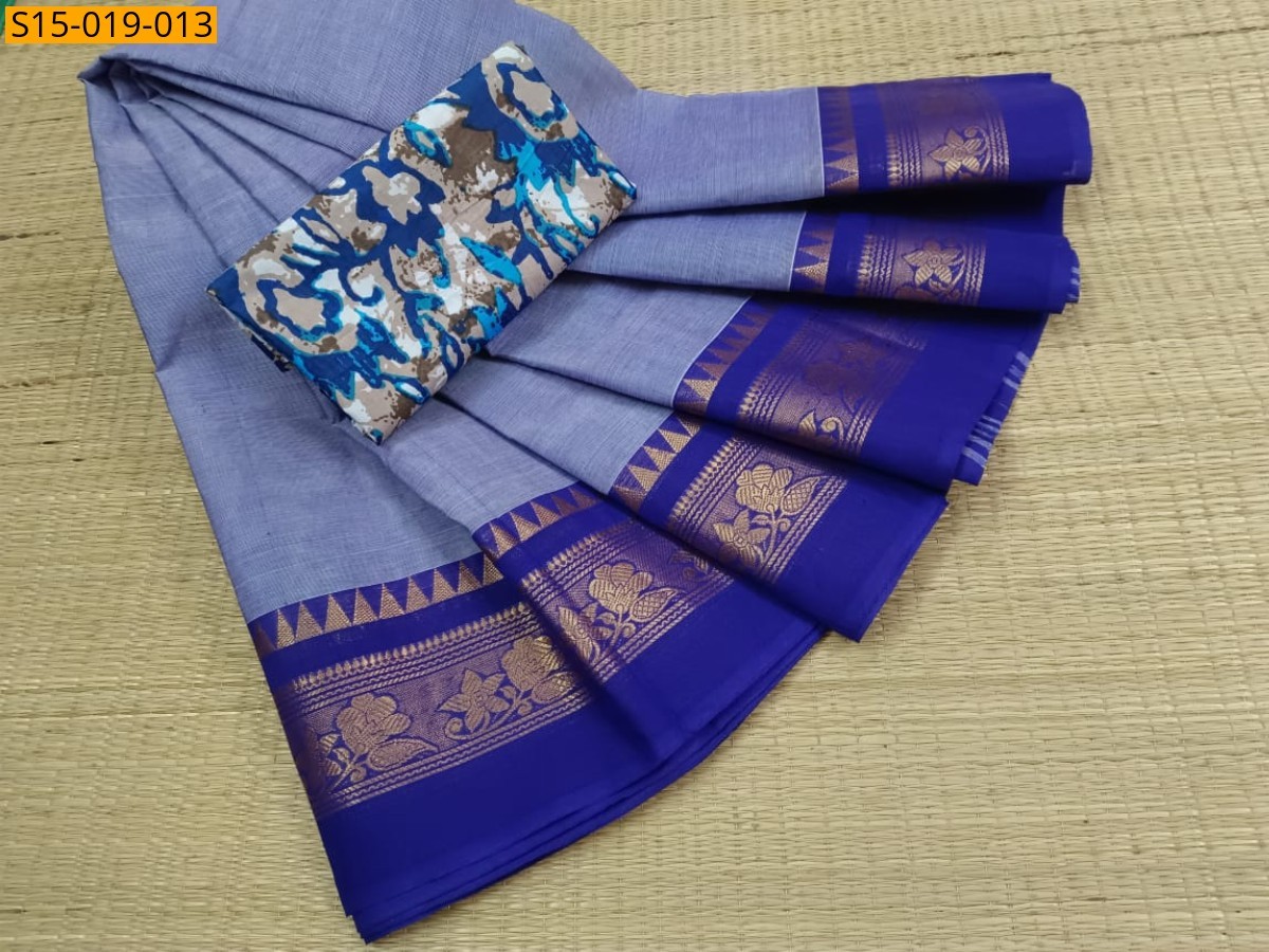 Blue Chettinad cotton sarees