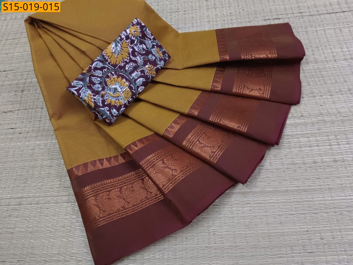 Mustard Chettinad cotton sarees