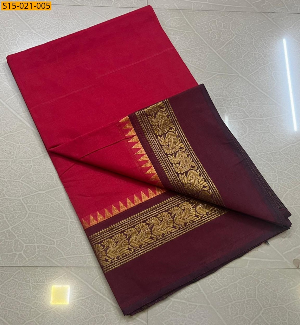 Peach Chettinad cotton sarees