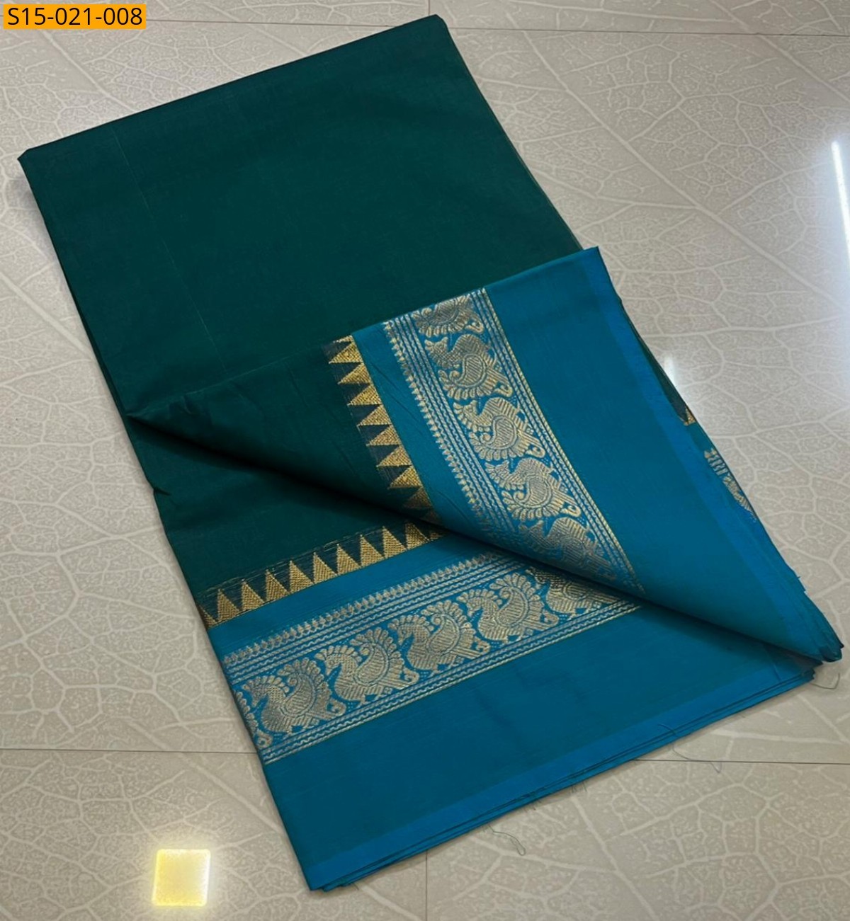 Peacock Blue Chettinad cotton sarees