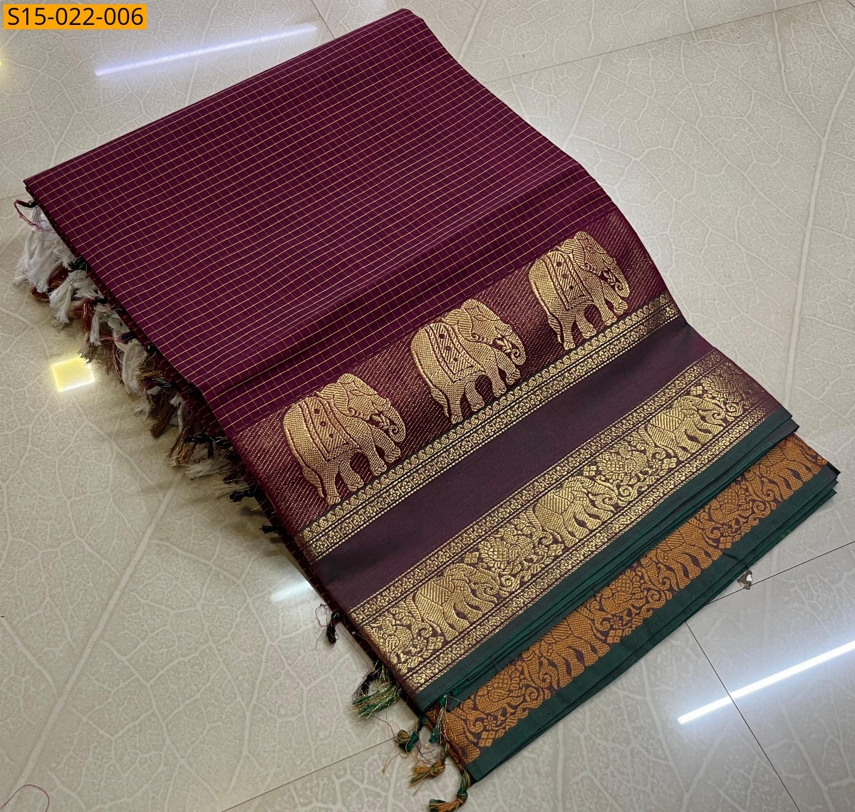 Maroon Kanchi cotton sarees 