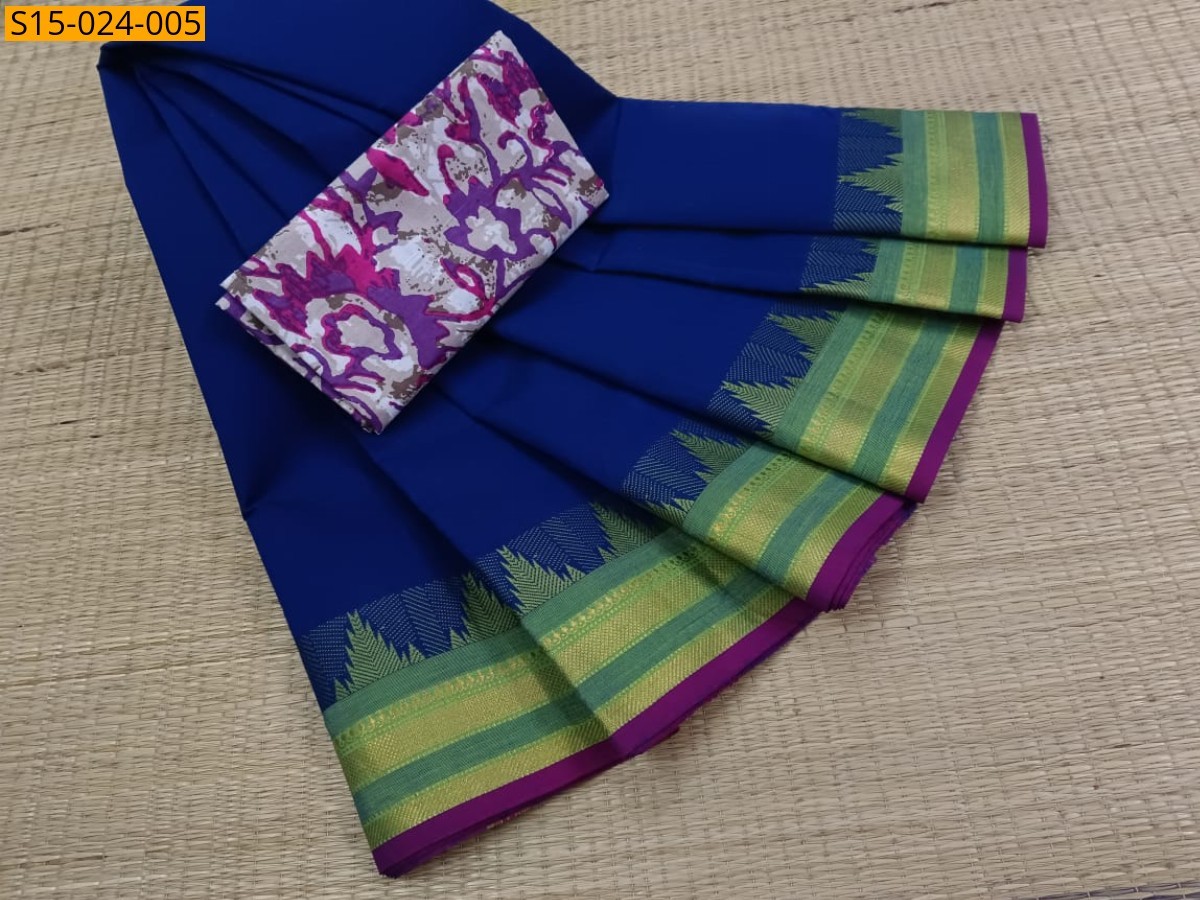 Royal blue Chettinad Cotton Saree