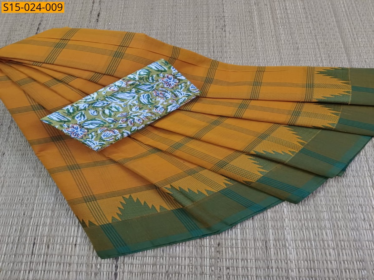 Yellow Chettinad Cotton Saree