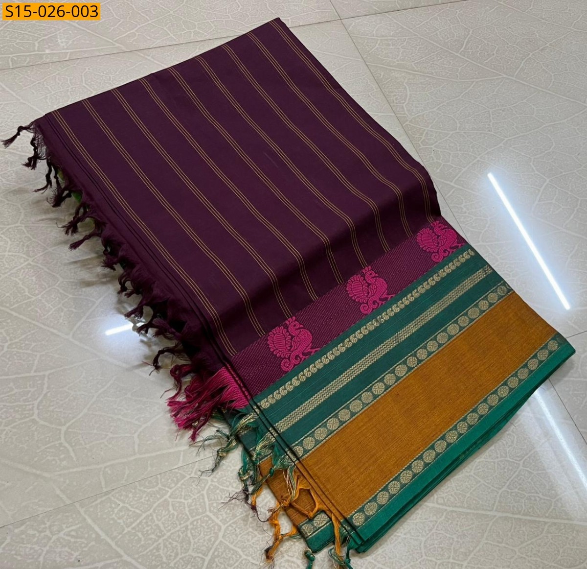 Wine Kanchi Cotton Sarees