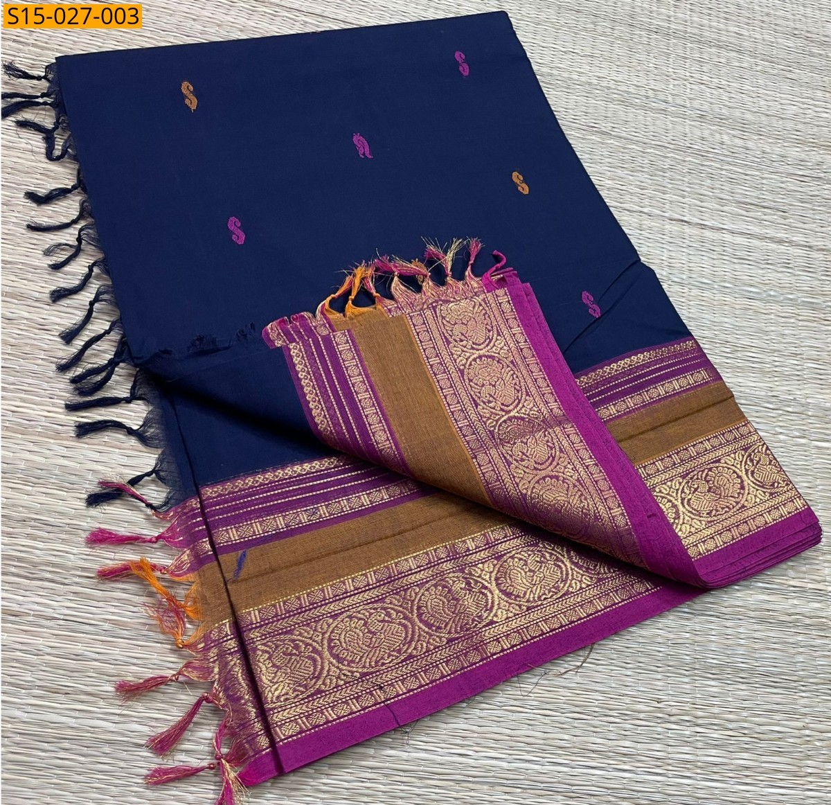 Navy Blue Kanchi Cotton Sarees