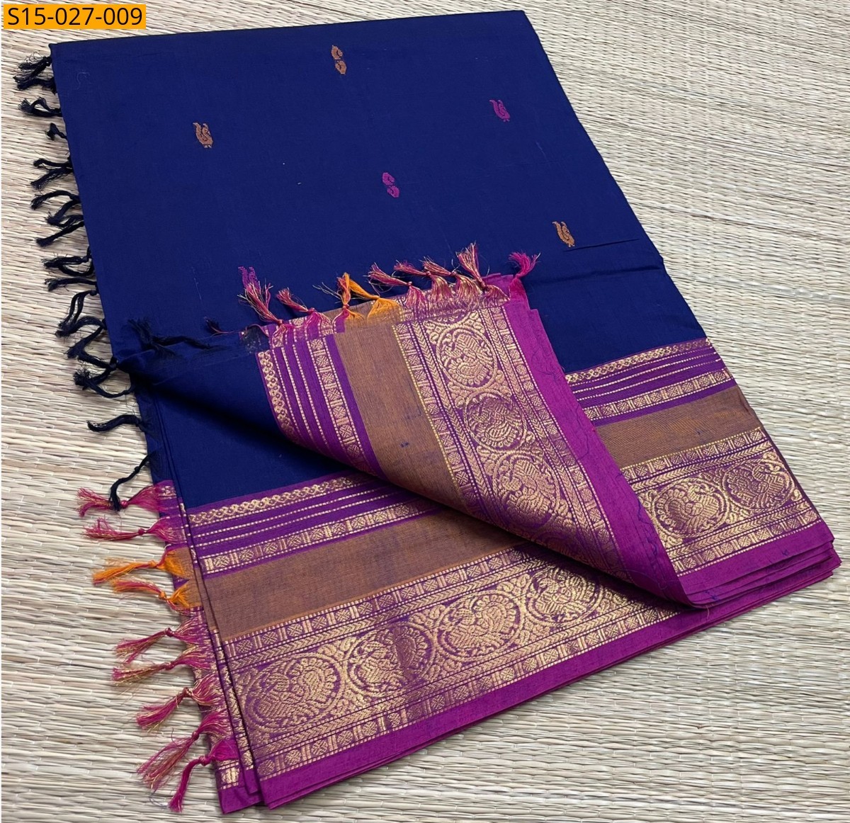 Navy Blue Kanchi Cotton Sarees