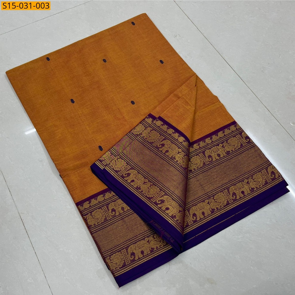 Mustard yellow Kanchi Cotton Sarees