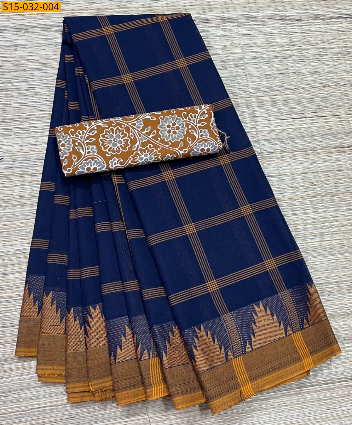 Navy blue Chettinad Cotton Sarees