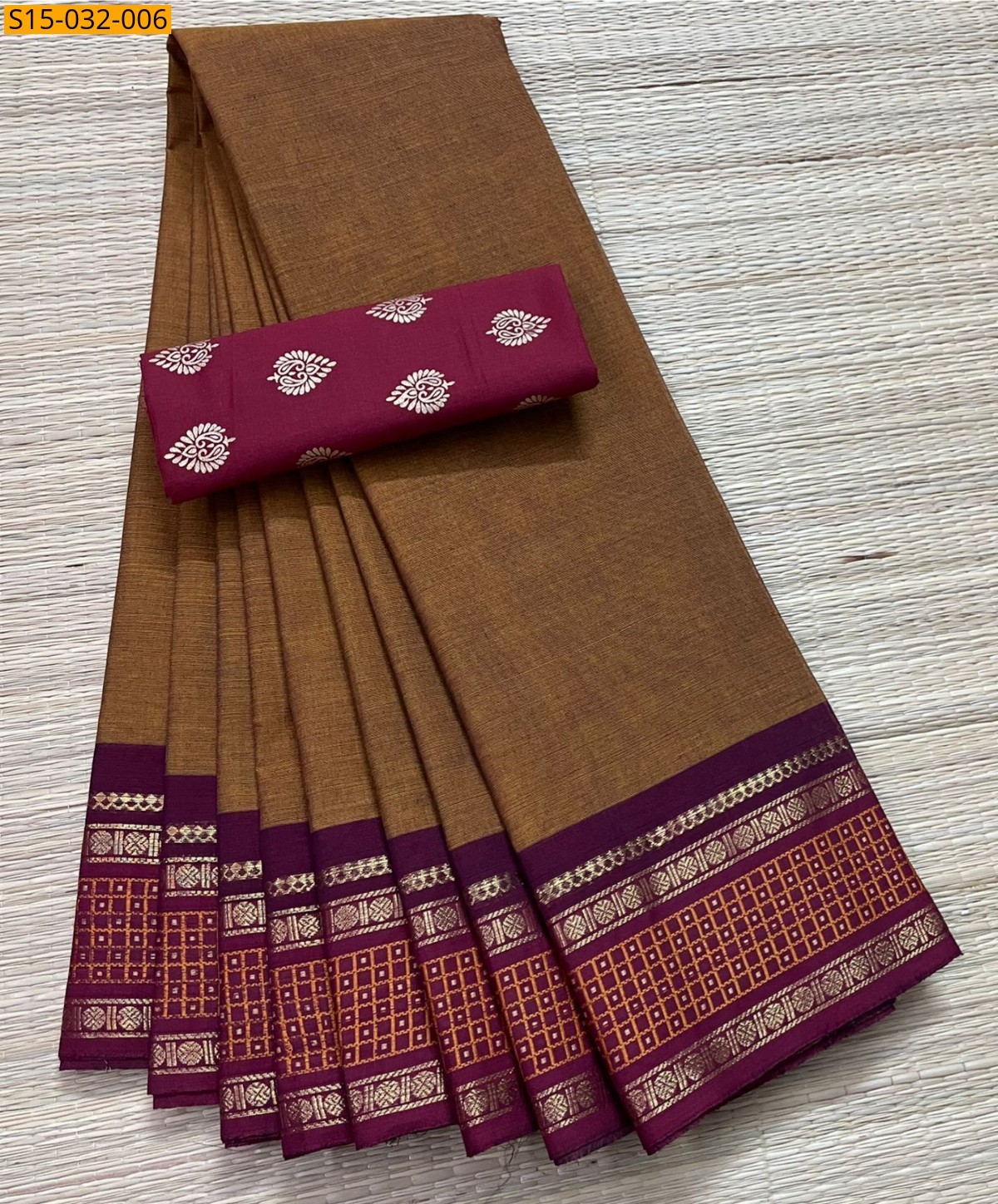 Brown Chettinad Cotton Sarees