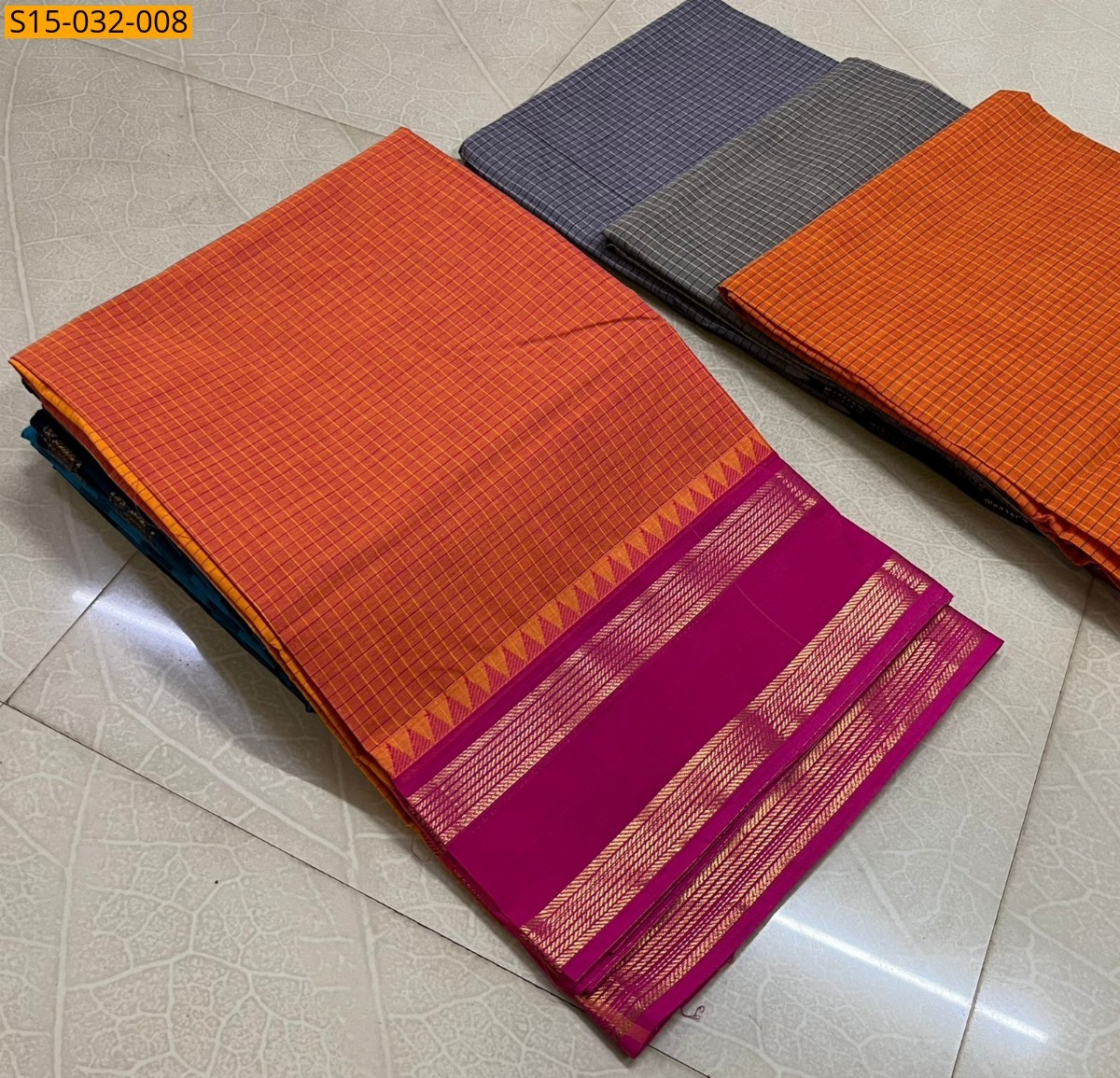 Orange Kanchi Cotton Sarees