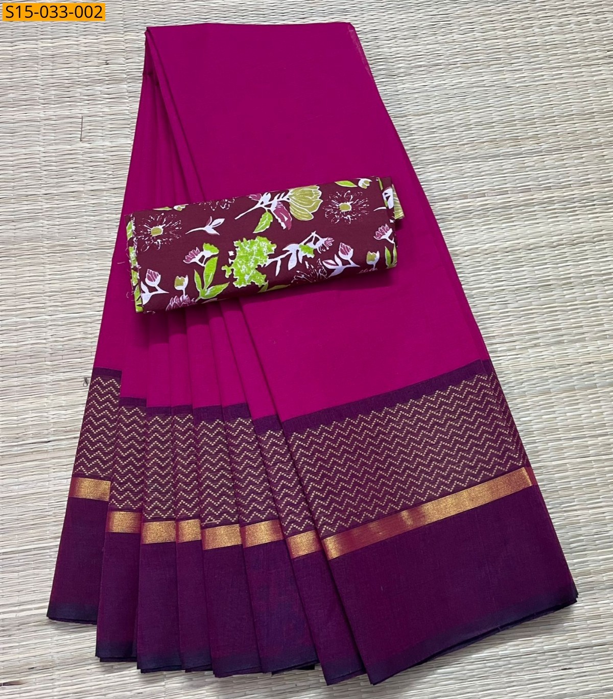 Dark pink  Chettinad Cotton Sarees