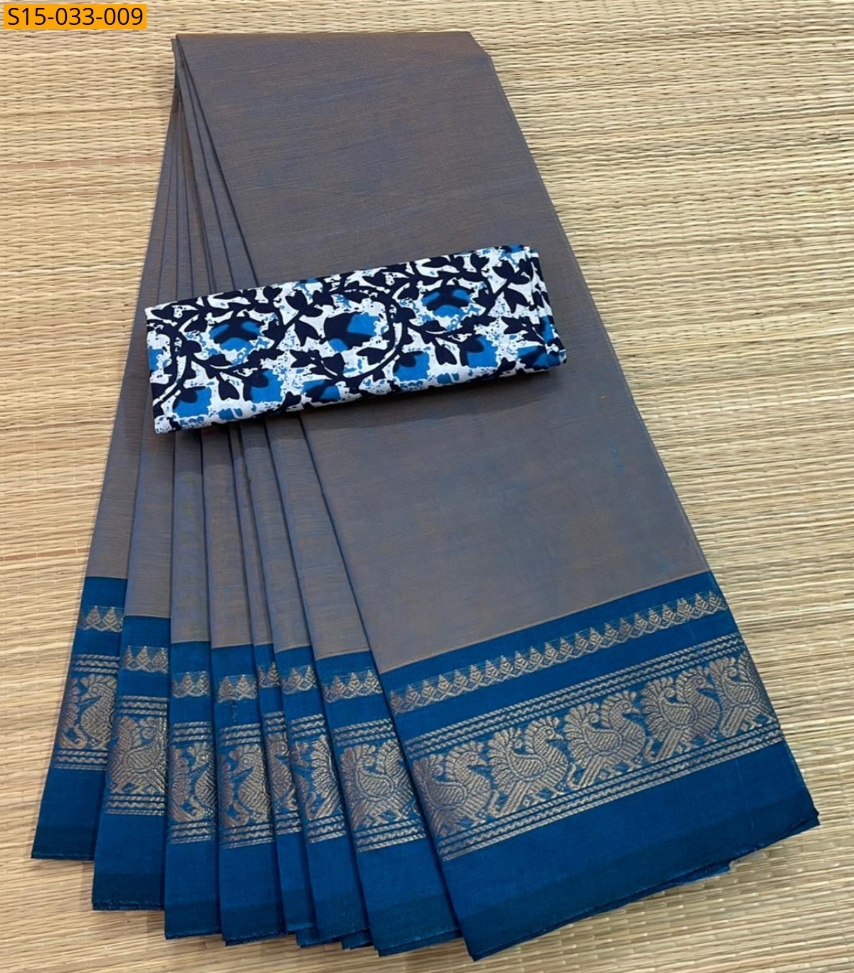 Gray  Chettinad Cotton Sarees