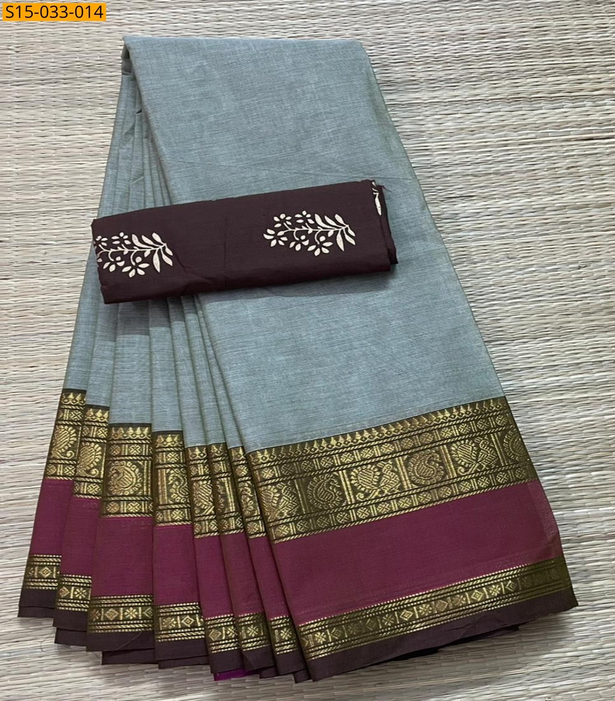 Gray  Chettinad Cotton Sarees