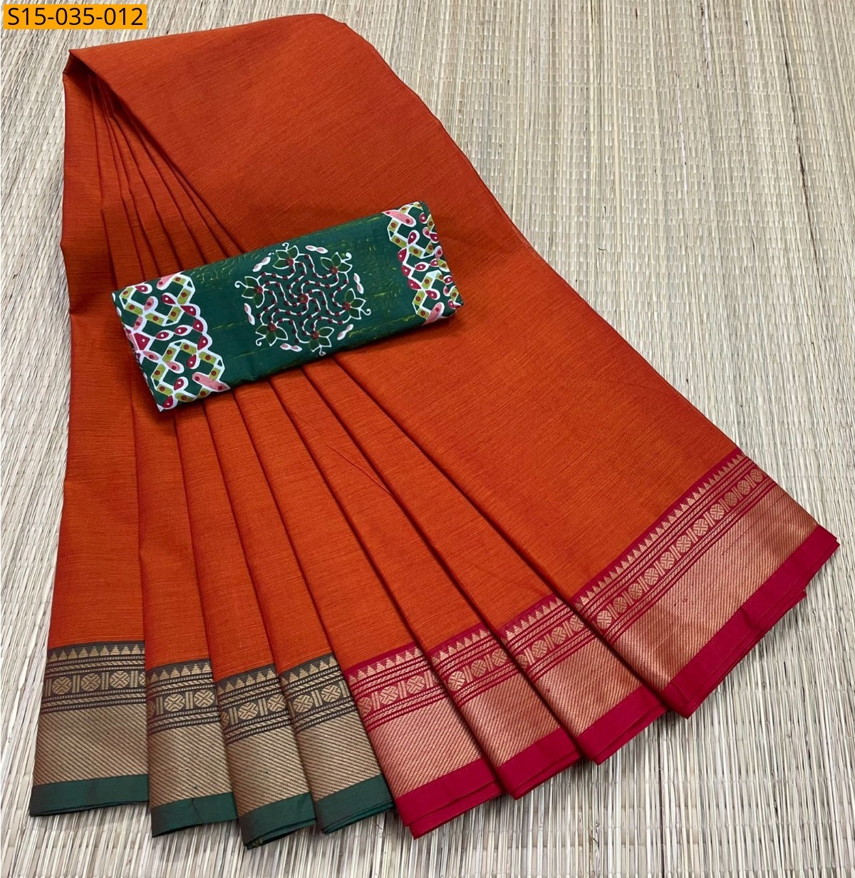 Orange Chettinad Cotton Sarees
