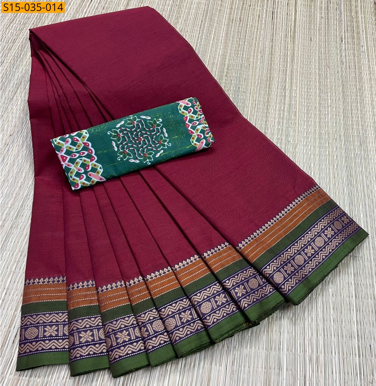 Maroon Chettinad Cotton Sarees