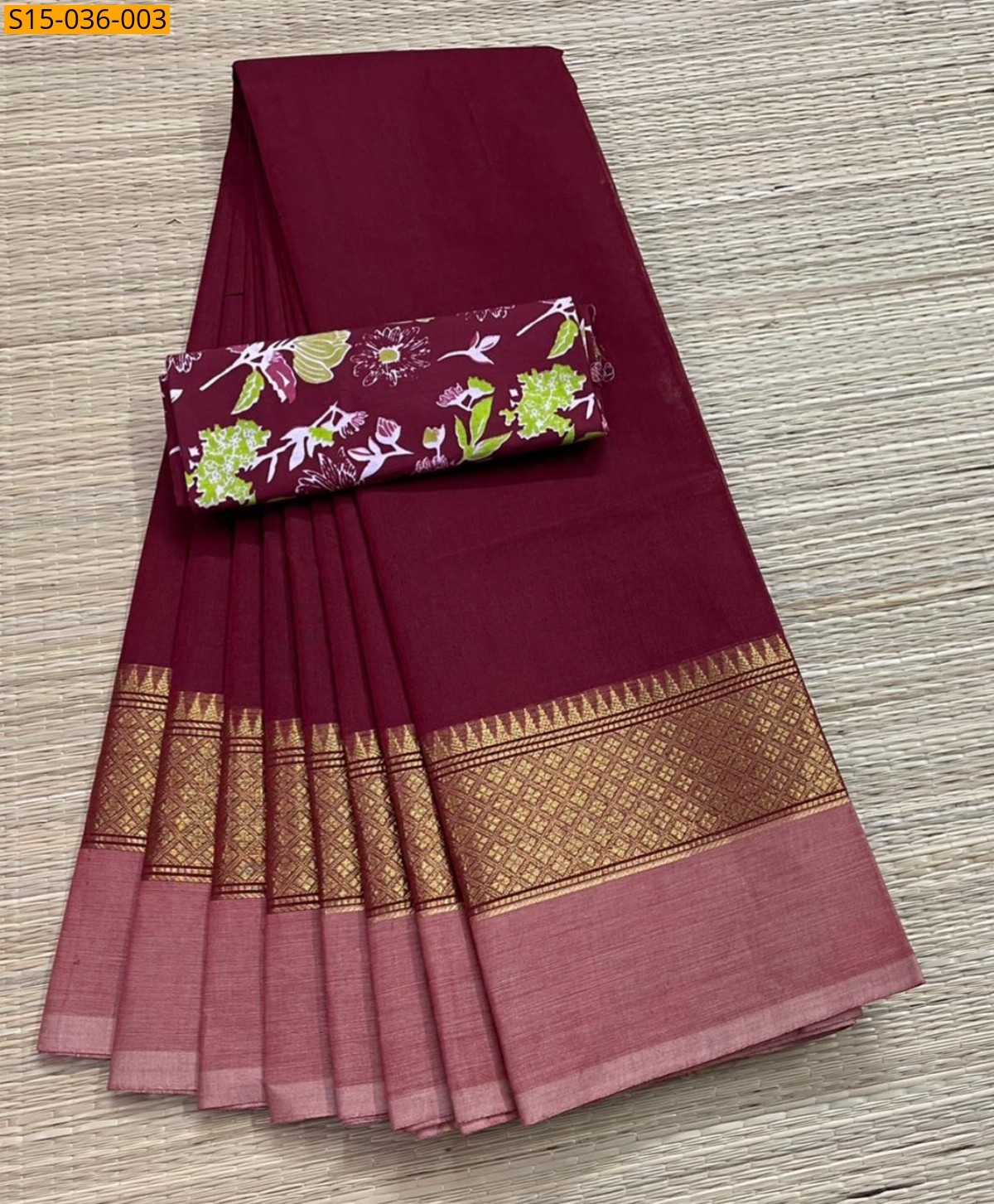 Maroon Chettinad Cotton Sarees