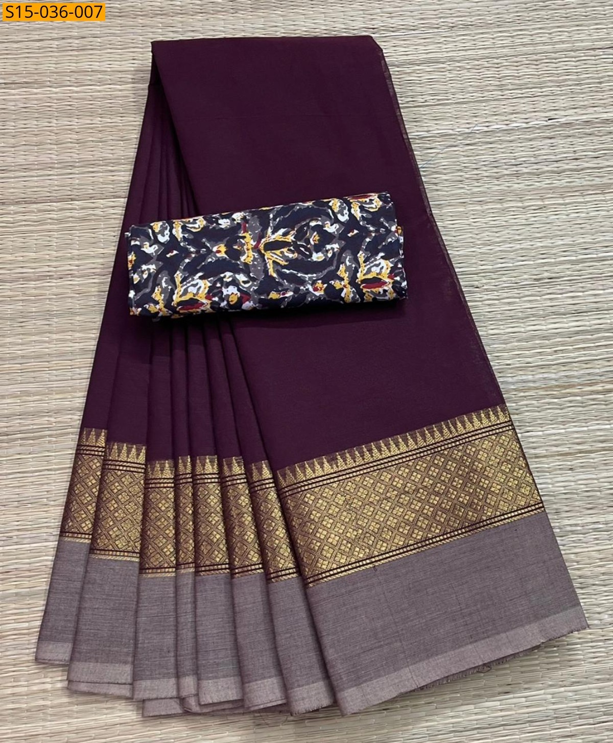 Wine Chettinad Cotton Sarees