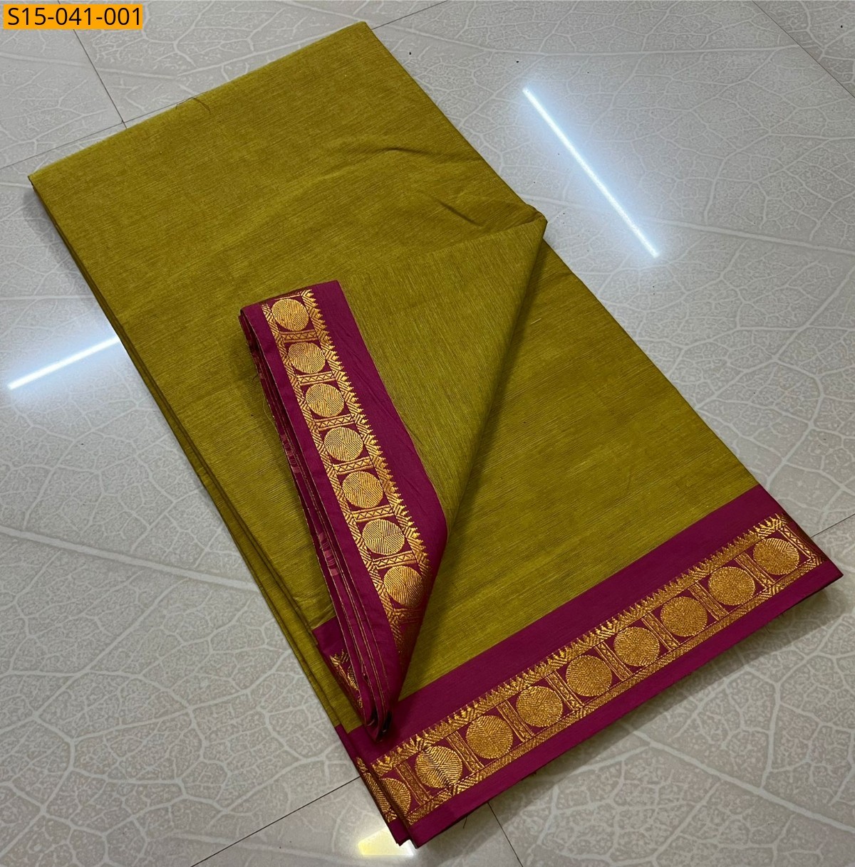 Mustard yellow Chettinad Cotton Sarees