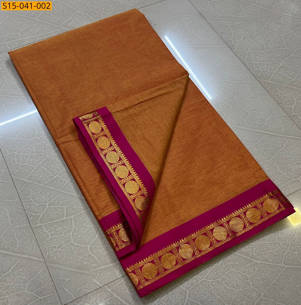 Rust orange Chettinad Cotton Sarees