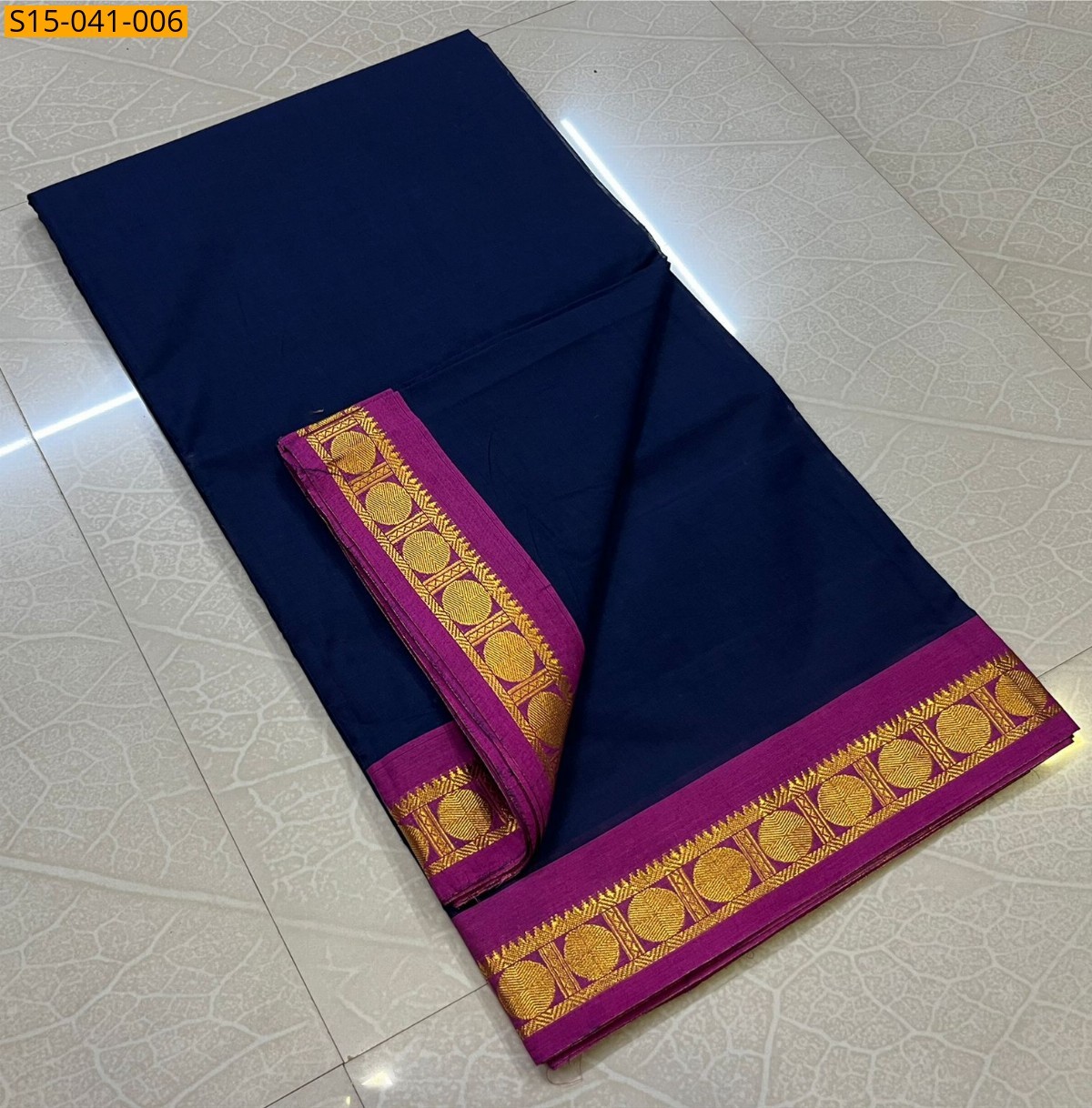 Navy Blue Chettinad Cotton Sarees