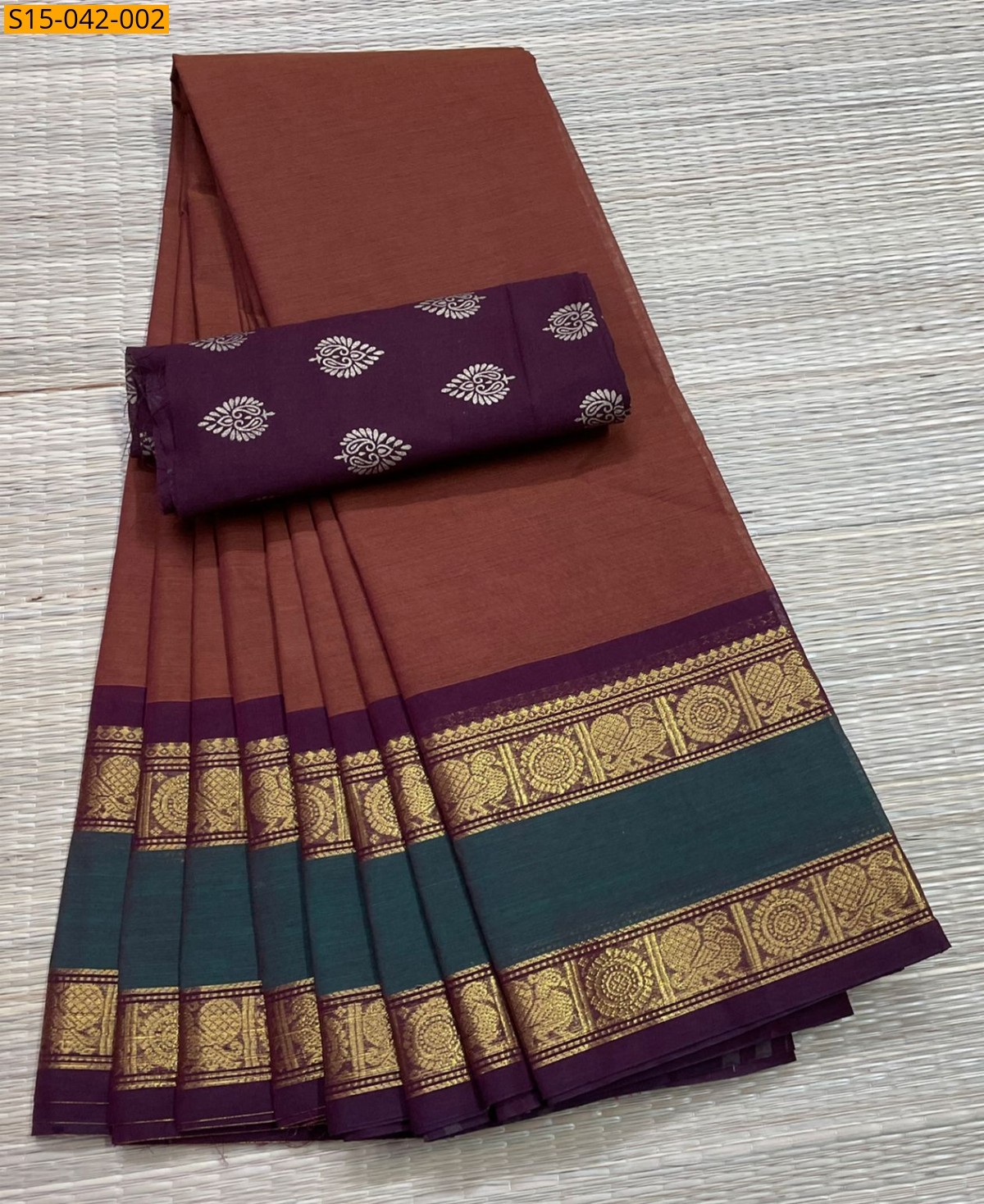 Brown Chettinad Cotton Sarees