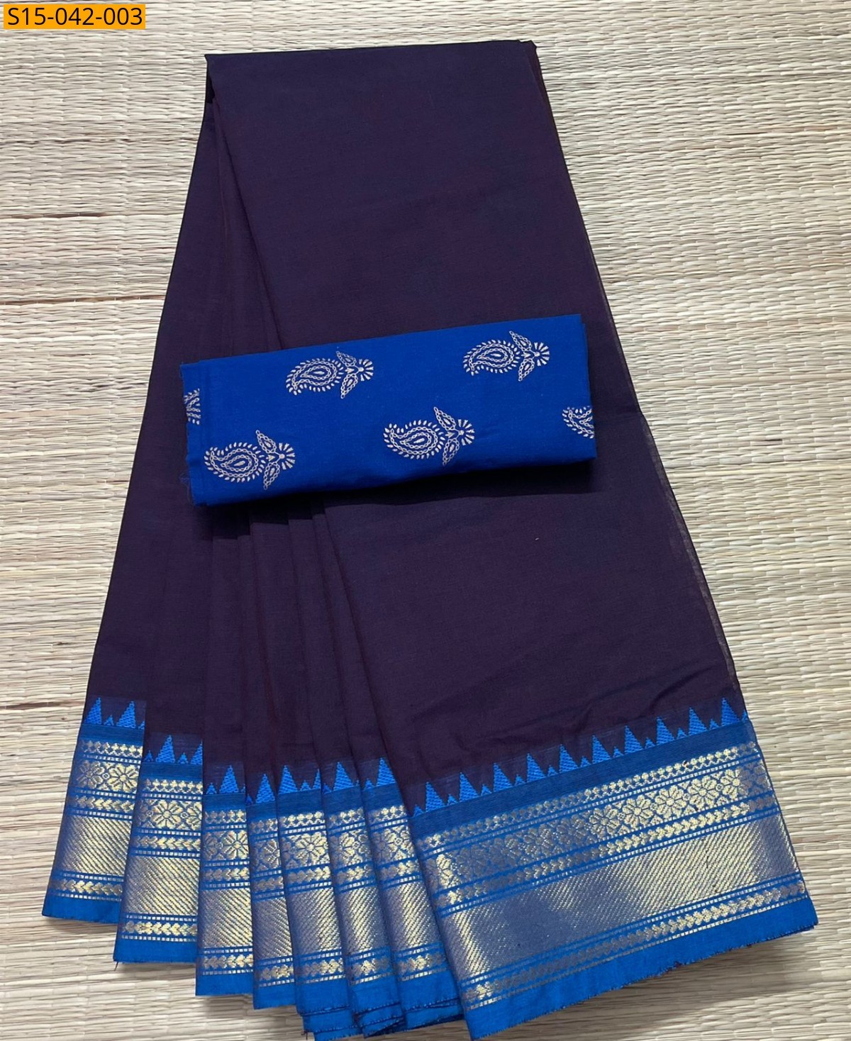 Navy Blue Chettinad Cotton Sarees