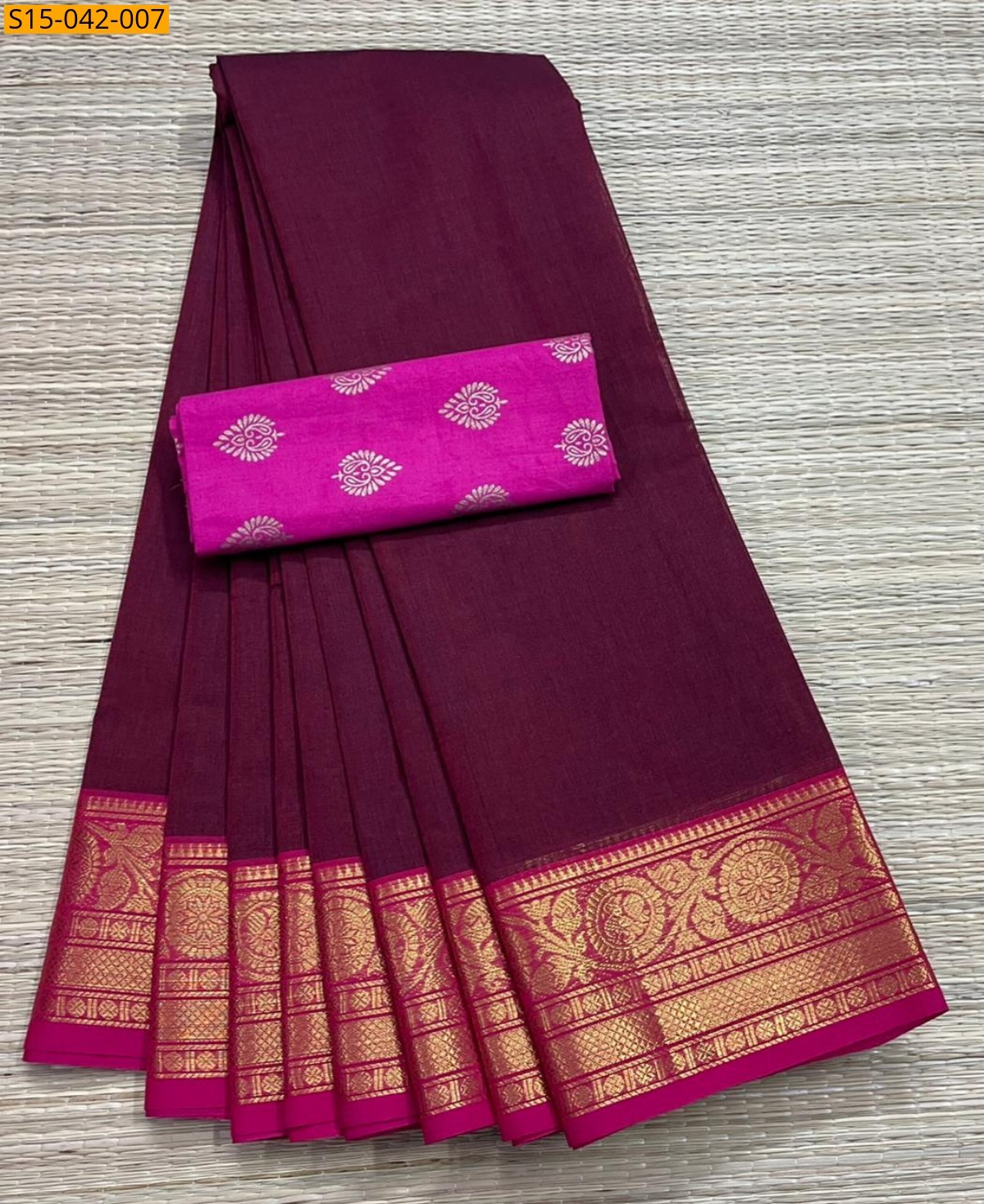 Maroon Chettinad Cotton Sarees