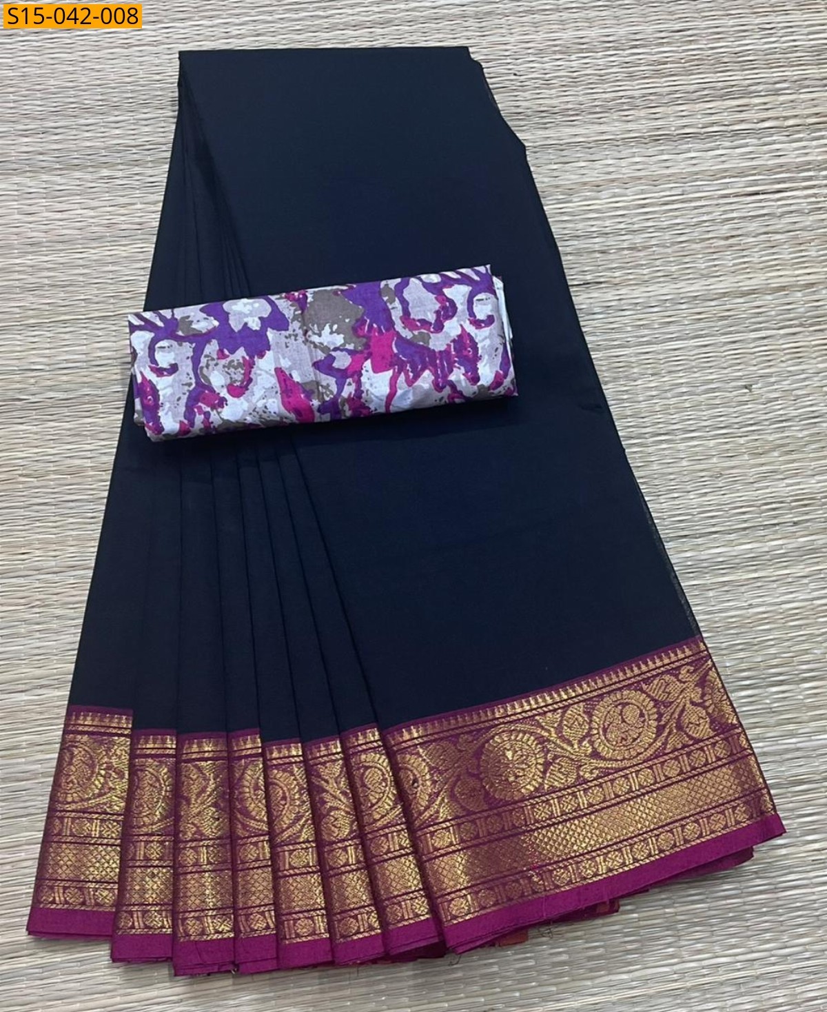 Navy Blue Chettinad Cotton Sarees