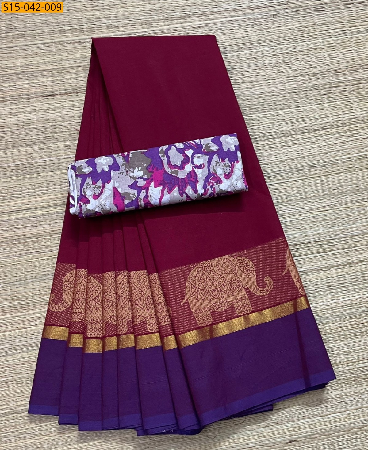 Maroon Chettinad Cotton Sarees