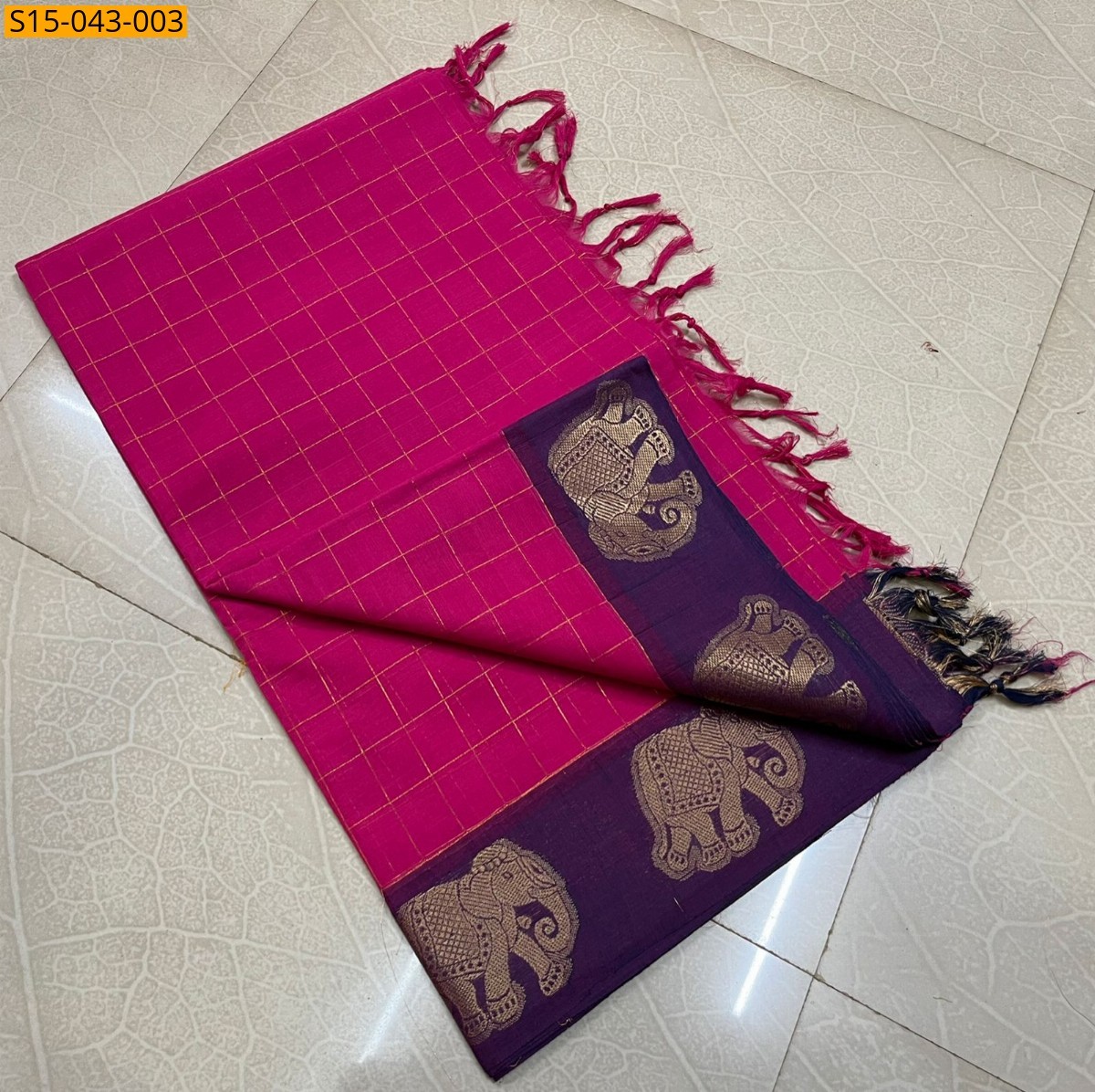 Pink Chettinad cotton sarees without blouse