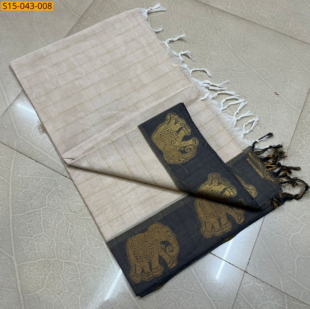 Ivory Chettinad cotton sarees without blouse