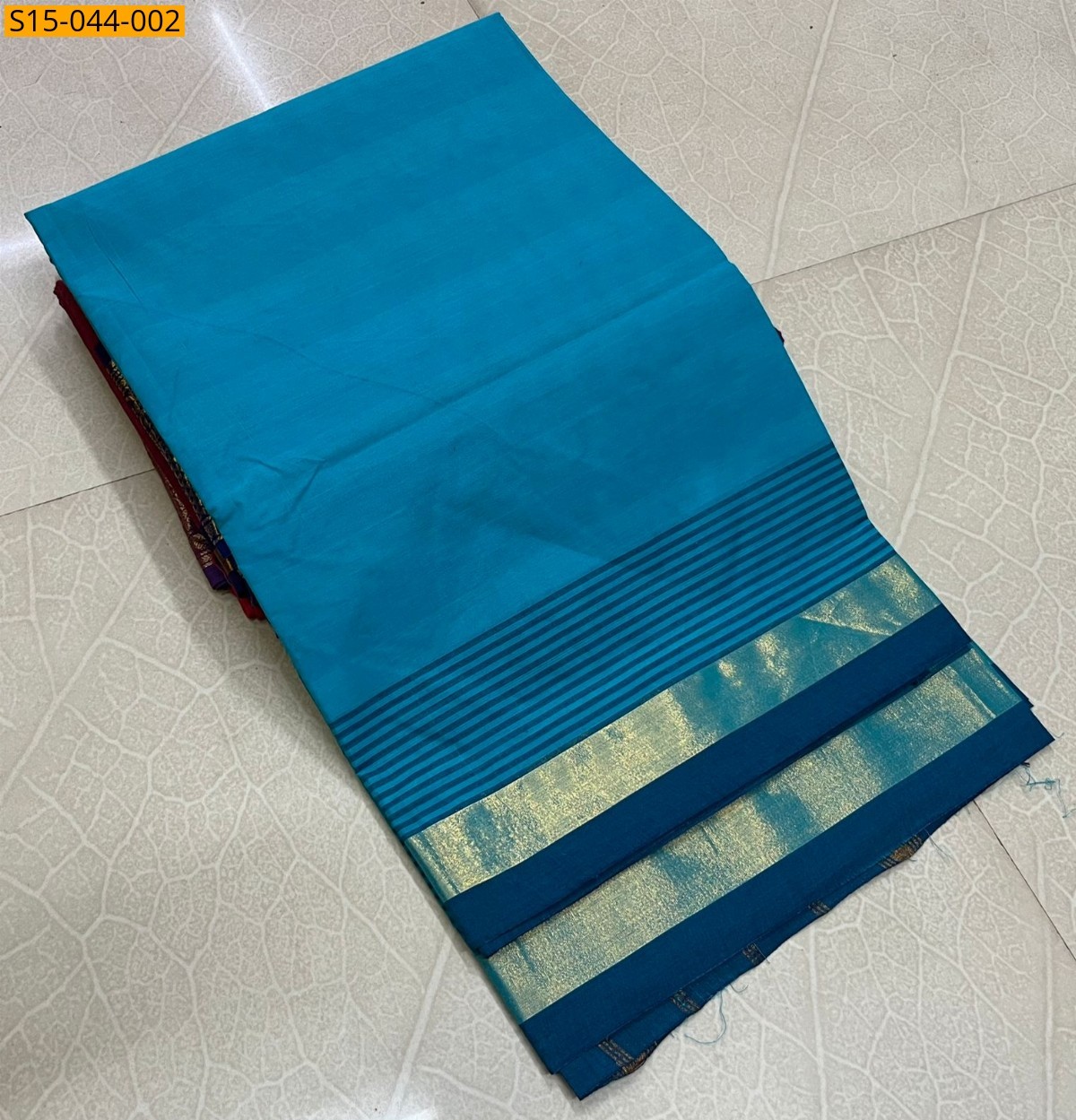 Sky Blue Chettinad cotton sarees without blouse