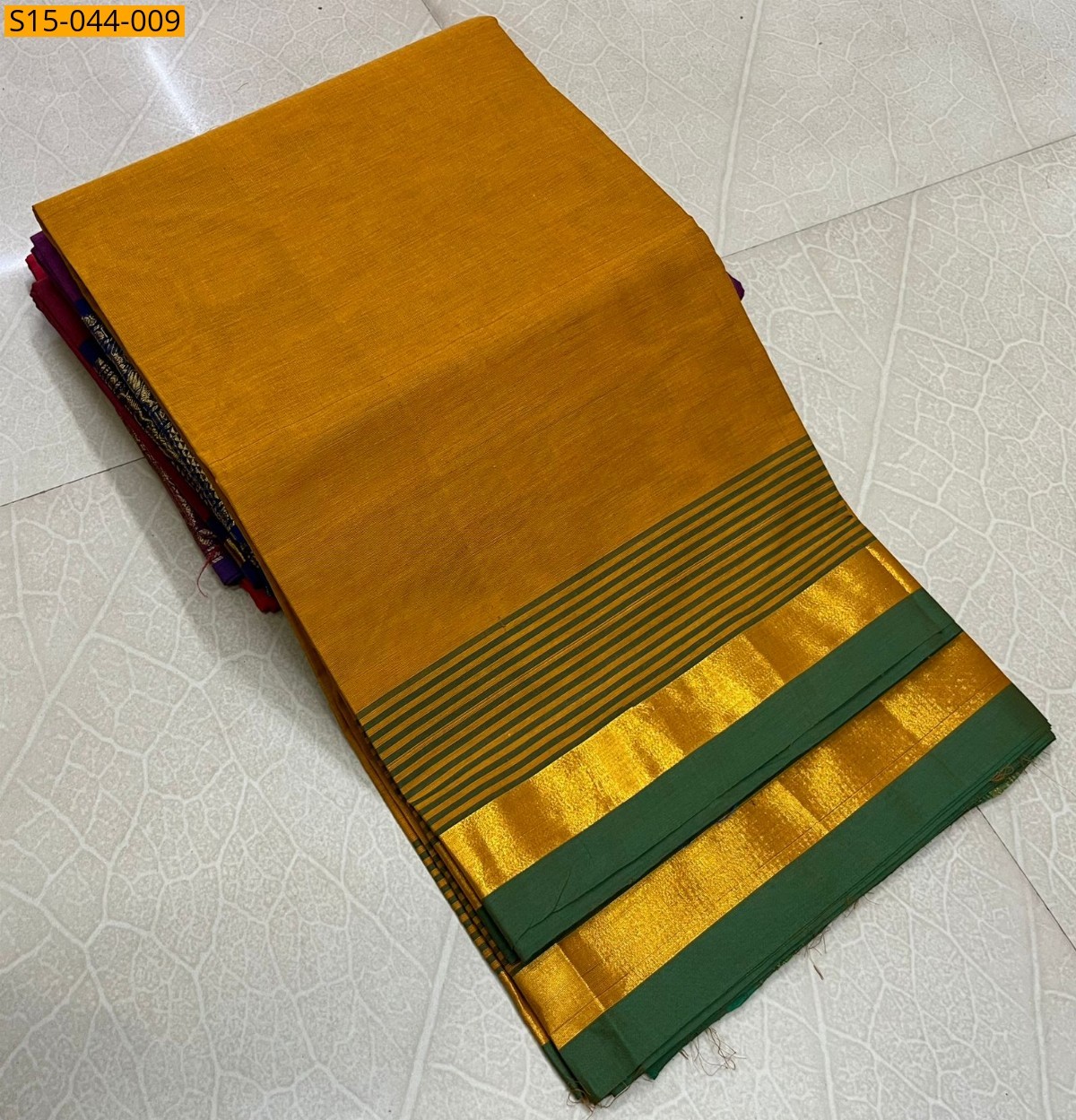 Mustard Yellow Chettinad cotton sarees without blouse